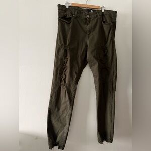 Jordan Craig Men's Sean Jeans Size 40x34 Distressed Denim Olive Green